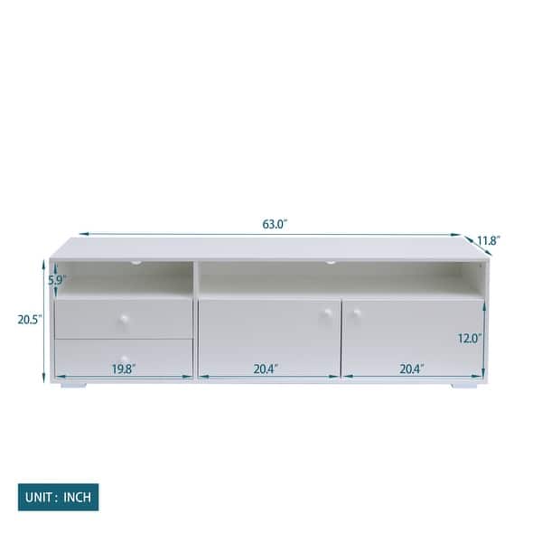 63" Modern Style MultiStorage Space Slide Rail TV Stand, TV
